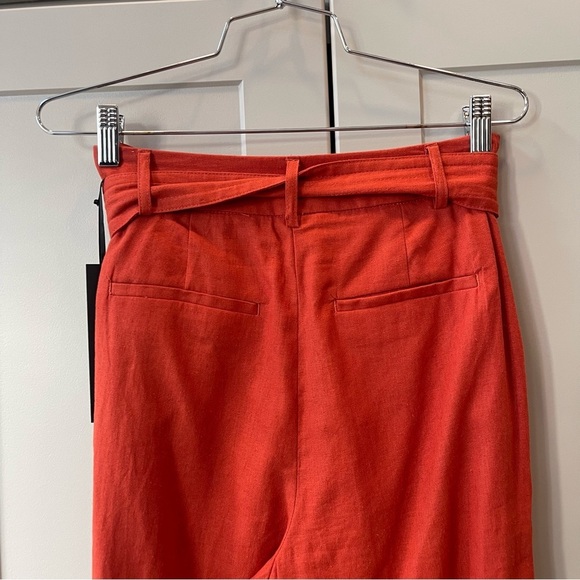 House Of Harlow Rustic Red Abstract Boho Belted Casual Linen Pants Contemporary - Picture 7 of 8